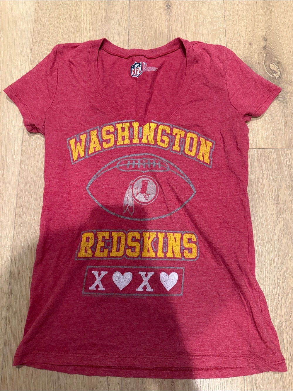 NFL Washington Redskins Short Sleeve Tee - Red with Yellow Graphics